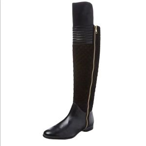 Renvy Black Melina Over The Knee Quilted Boots